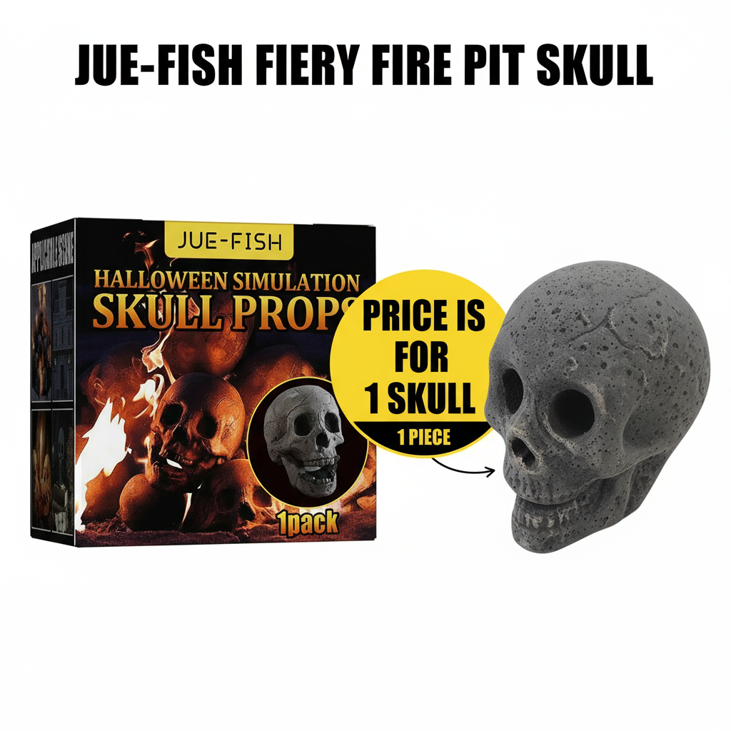 Ceramic Fire Pit Skull - Fireproof, Realistic Design Reusable Halloween Decor