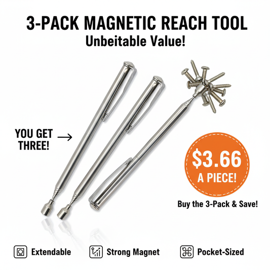 3pcs Magnet Pickup Tool Stick Telescoping Include 8 lb Grabber Extend
