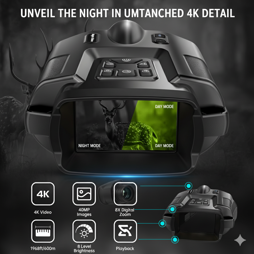 Share Night Vision Goggles Infrared Digital Binoculars For lotal Darkness Sunreillance