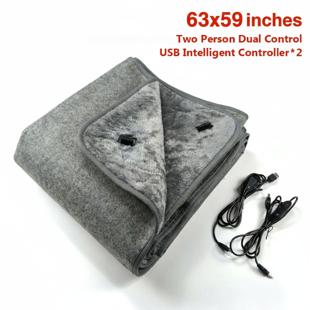 Heated Blanket Throw 59 in x 63 in, ETL Certified, 8-10 hour heat preservation