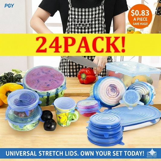 24pc Silicone Stretch Lids Reusable Durable Food Storage For Bowls Cover