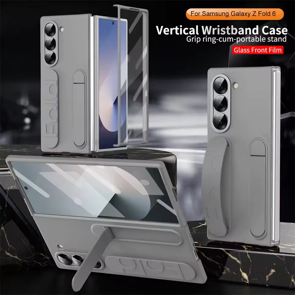 Premium Z Fold 7 Case with Hinge Protection, Kickstand & Wristband