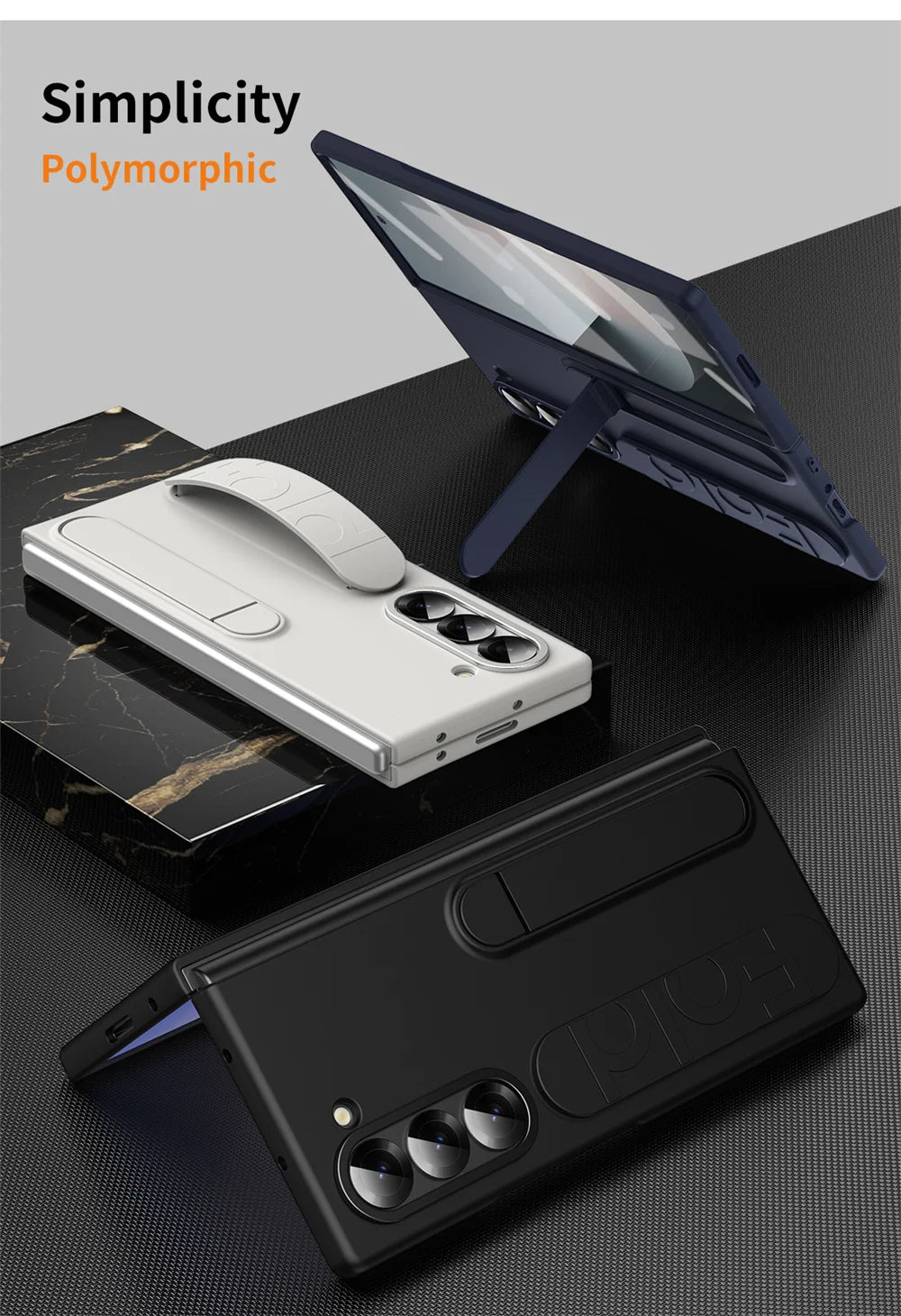 Premium Z Fold 7 Case with Hinge Protection, Kickstand & Wristband