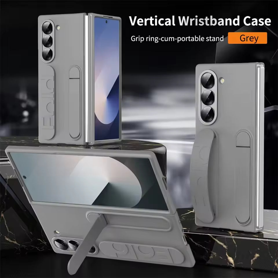 Premium Z Fold 7 Case with Hinge Protection, Kickstand & Wristband