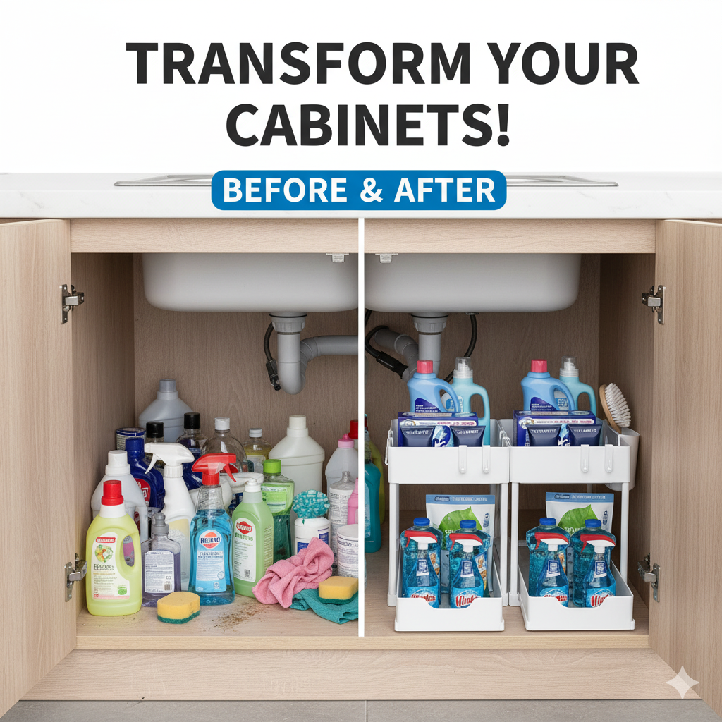 2 Tier Under Sink Organizers Storage Slide Out Kitchen Cabinet Bathroom Storage