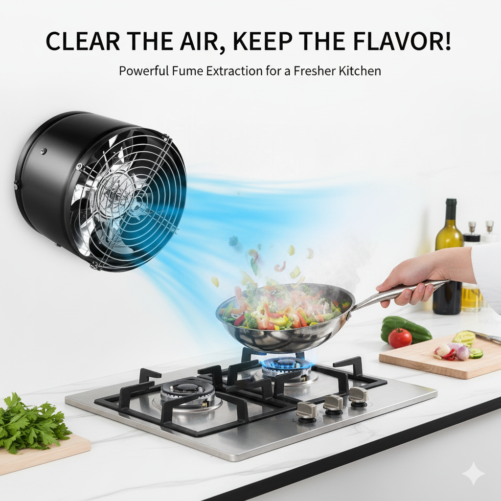 Exhaust Fan Portable Kitchen Ventilation Fan Wall Mount with Backdraft Damper