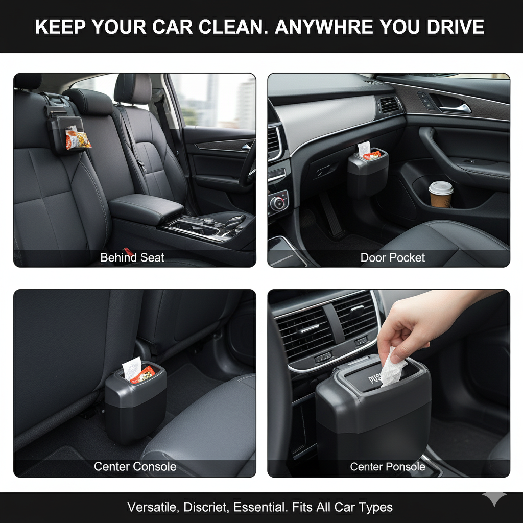 Portable Car Trash Can Garbage Bin Bag Organizer for Vehicles Waterproof