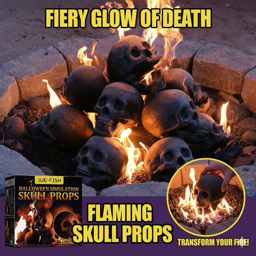 Ceramic Fire Pit Skull - Fireproof, Realistic Design Reusable Halloween Decor
