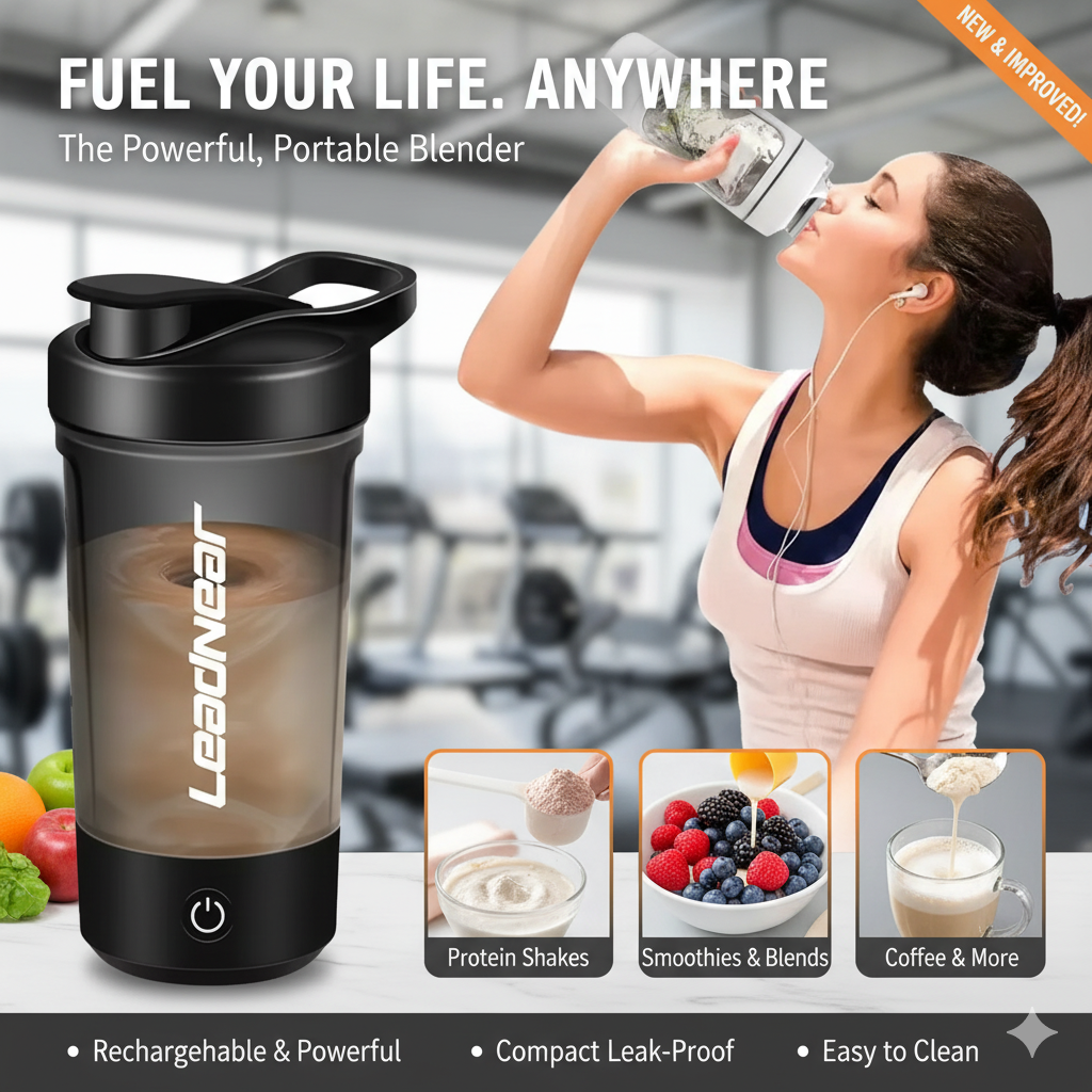 450ML Electric Protein Mixer Shaker Bottle Vortex Cup Blender Drink Portable US
