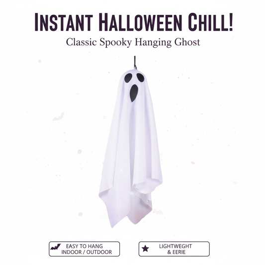 Halloween Hanging Light up Ghost with Spooky White LED Light, Halloween Hang