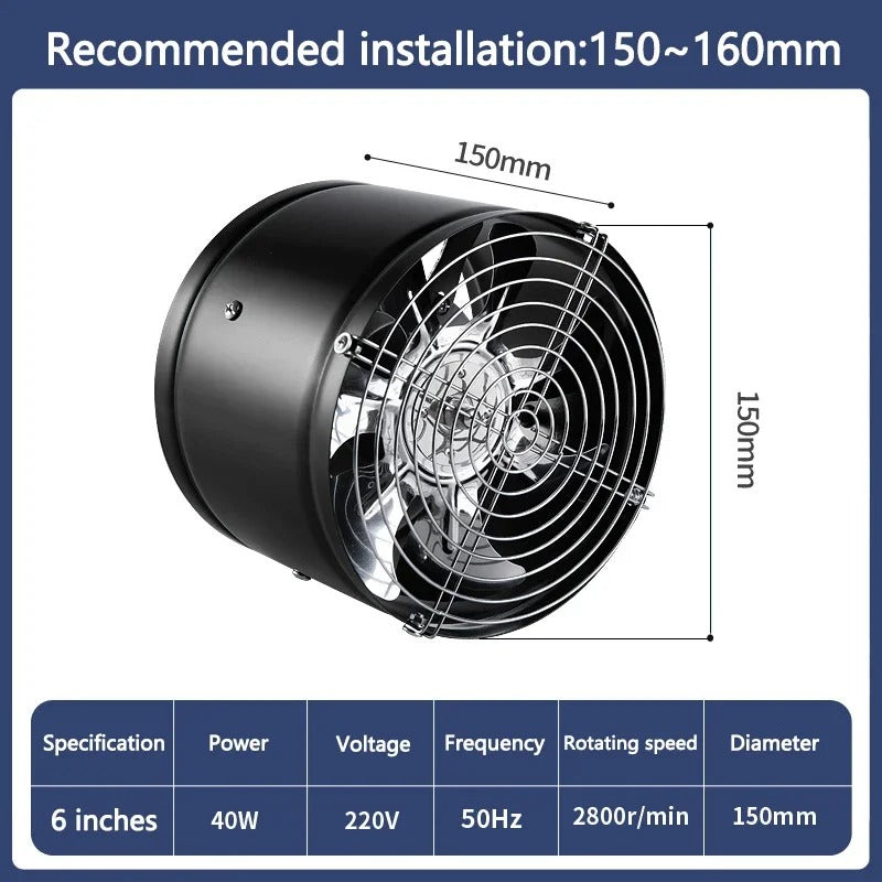 Exhaust Fan Portable Kitchen Ventilation Fan Wall Mount with Backdraft Damper
