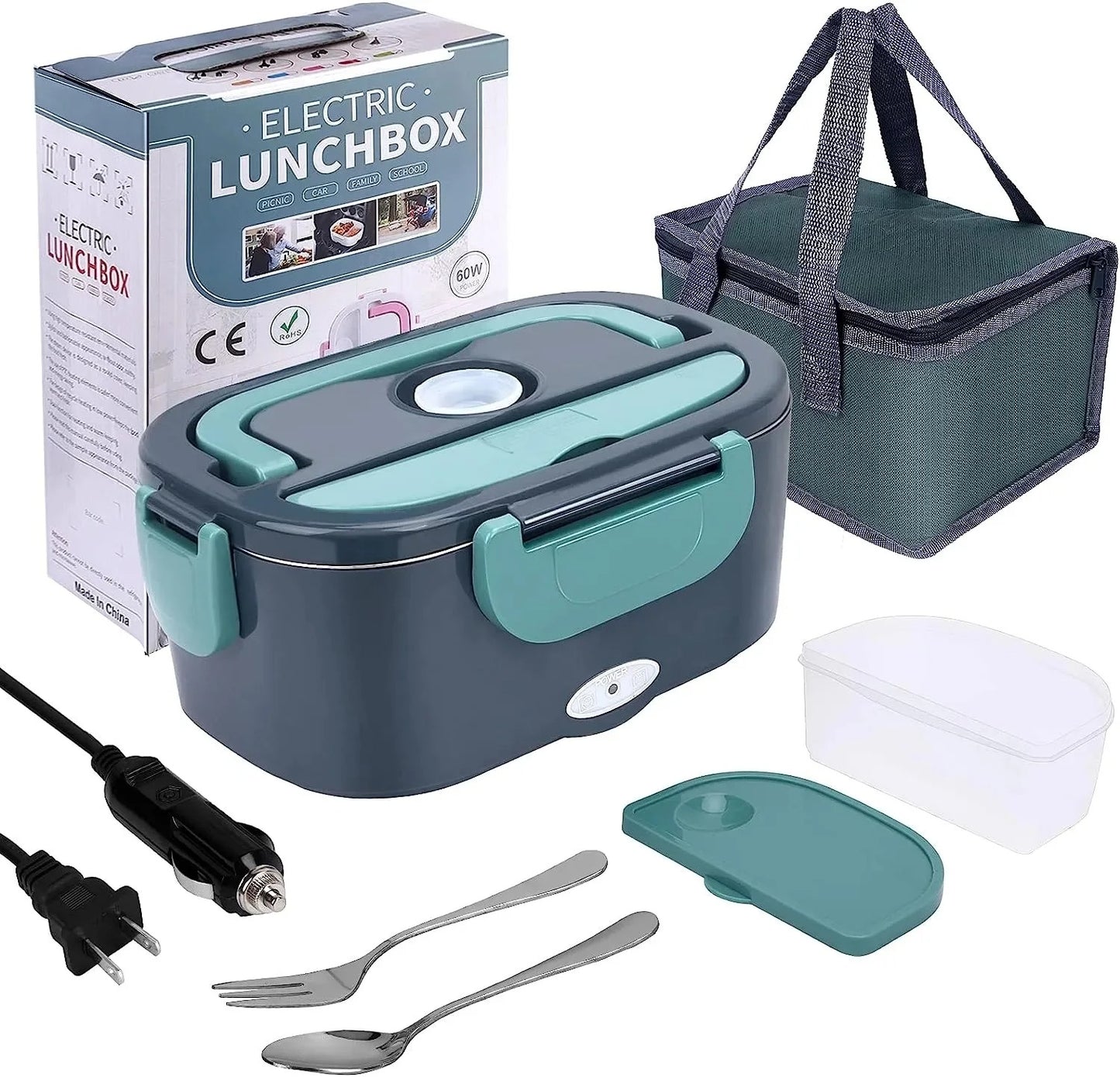 80W Electric Lunch Box Food Heated 12V 24V 110V Fast Food Warmer Heater for Car