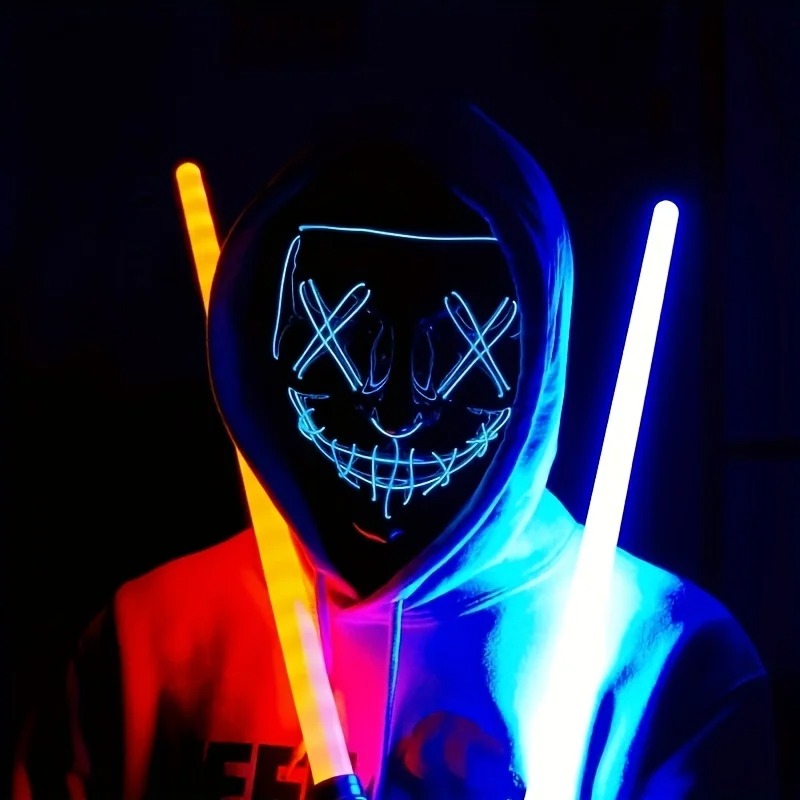 Costume Halloween Face Mask LED Light Up Cosplay Clubbing Party Purge
