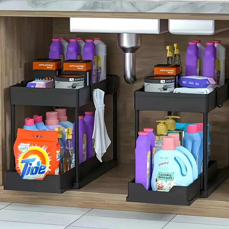 2 Tier Under Sink Organizers Storage Slide Out Kitchen Cabinet Bathroom Storage