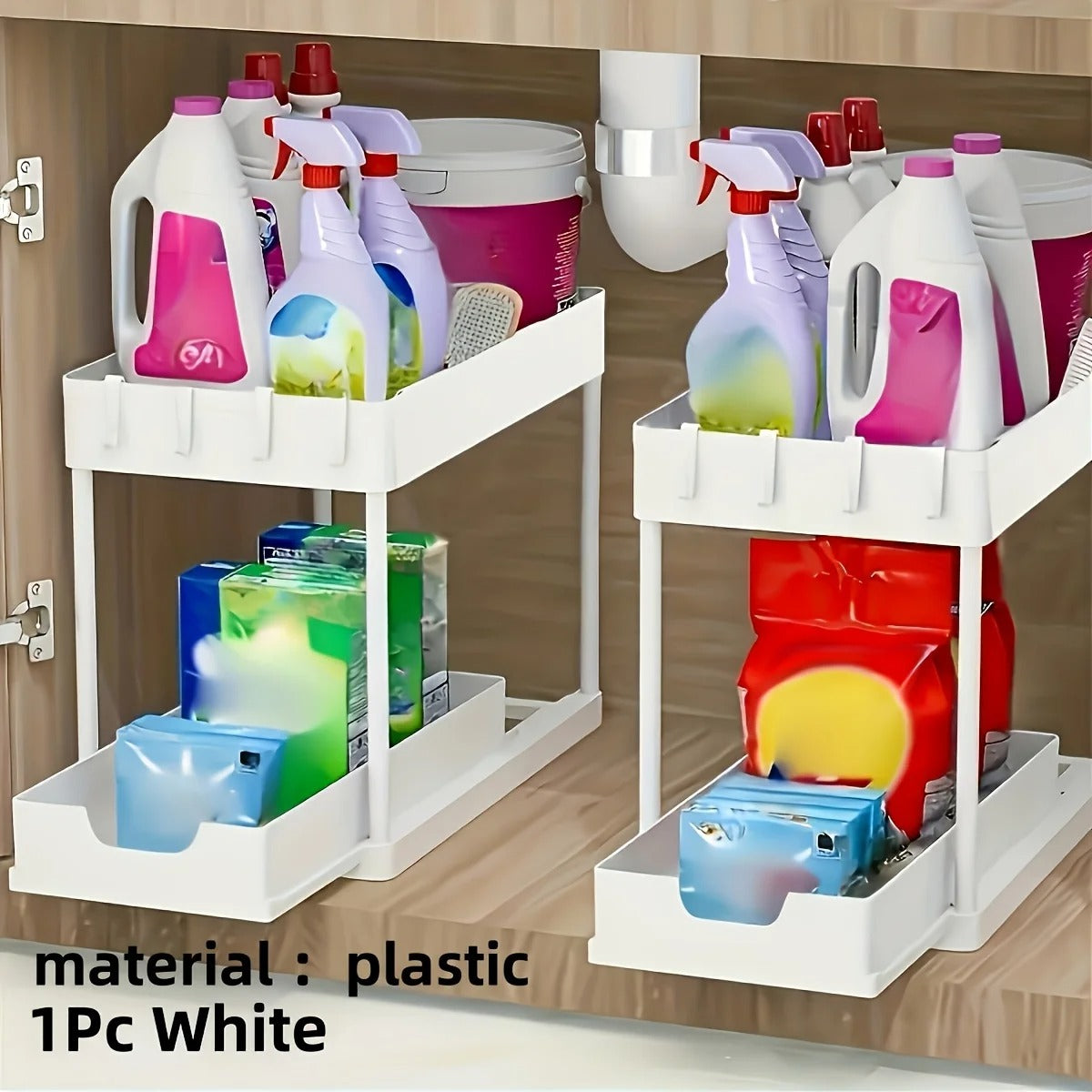 2 Tier Under Sink Organizers Storage Slide Out Kitchen Cabinet Bathroom Storage