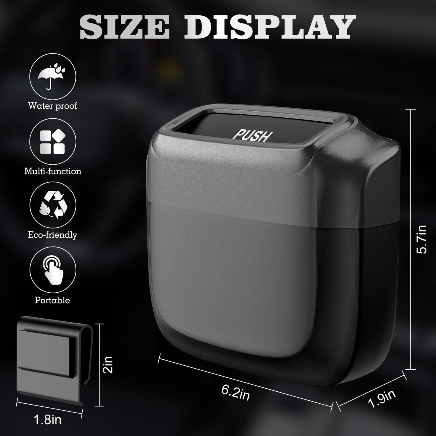 Portable Car Trash Can Garbage Bin Bag Organizer for Vehicles Waterproof