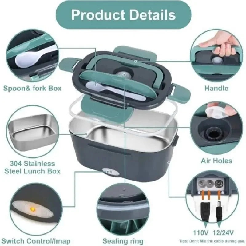 80W Electric Lunch Box Food Heated 12V 24V 110V Fast Food Warmer Heater for Car
