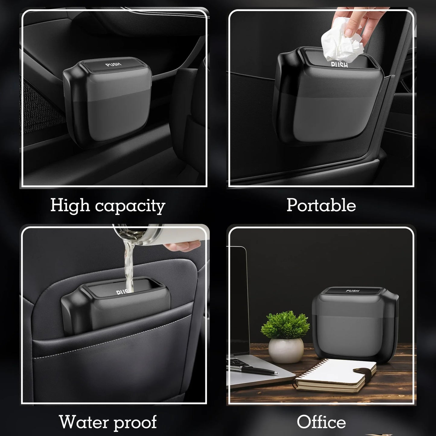 Portable Car Trash Can Garbage Bin Bag Organizer for Vehicles Waterproof