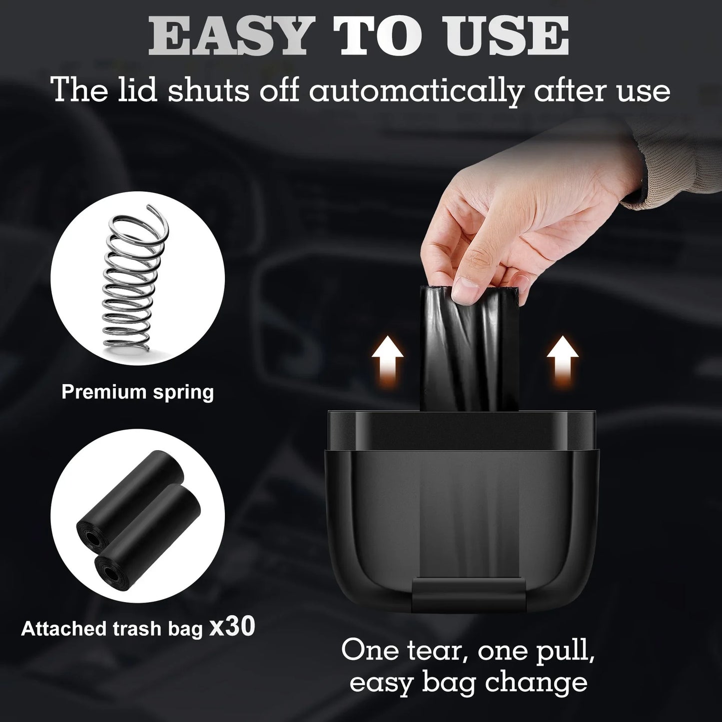Portable Car Trash Can Garbage Bin Bag Organizer for Vehicles Waterproof