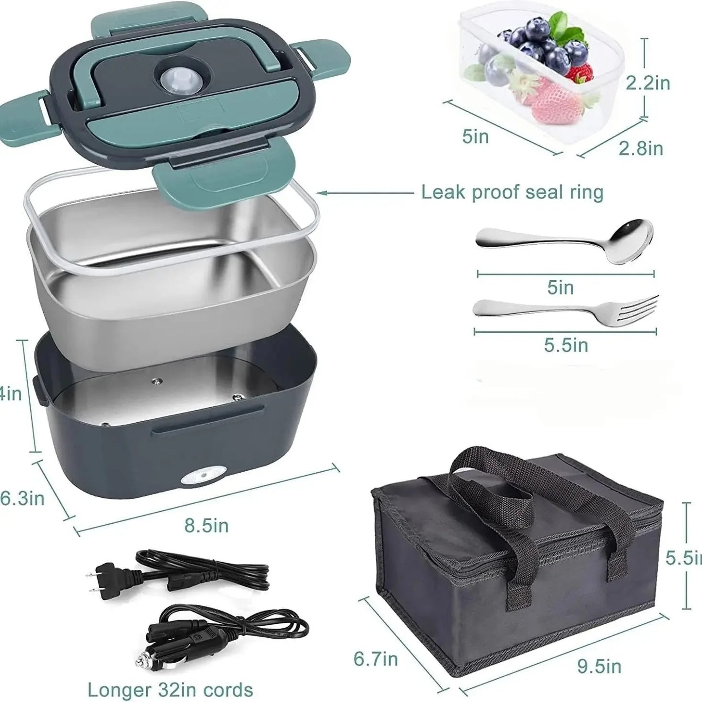 80W Electric Lunch Box Food Heated 12V 24V 110V Fast Food Warmer Heater for Car