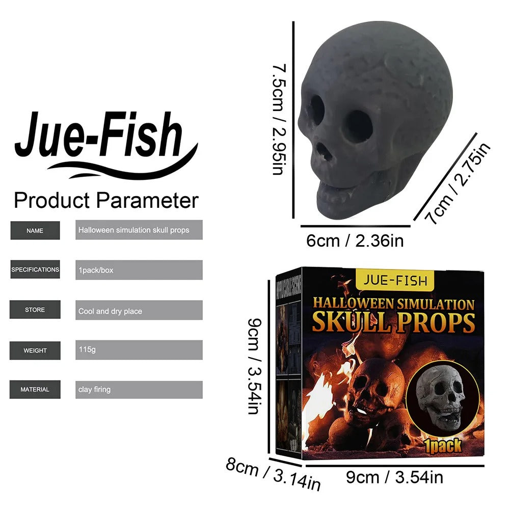 Ceramic Fire Pit Skull - Fireproof, Realistic Design Reusable Halloween Decor