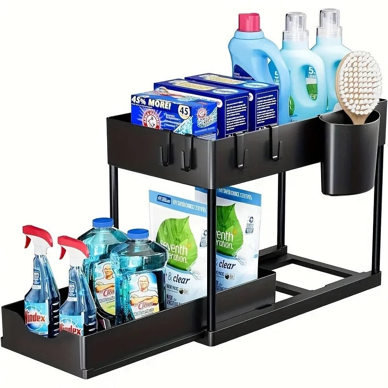 2 Tier Under Sink Organizers Storage Slide Out Kitchen Cabinet Bathroom Storage