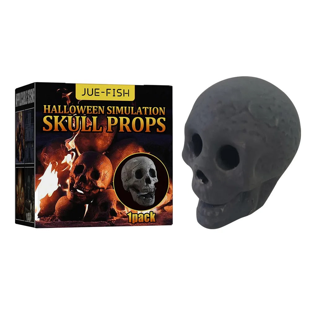 Ceramic Fire Pit Skull - Fireproof, Realistic Design Reusable Halloween Decor