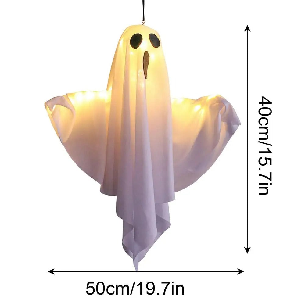 Halloween Hanging Light up Ghost with Spooky White LED Light, Halloween Hang