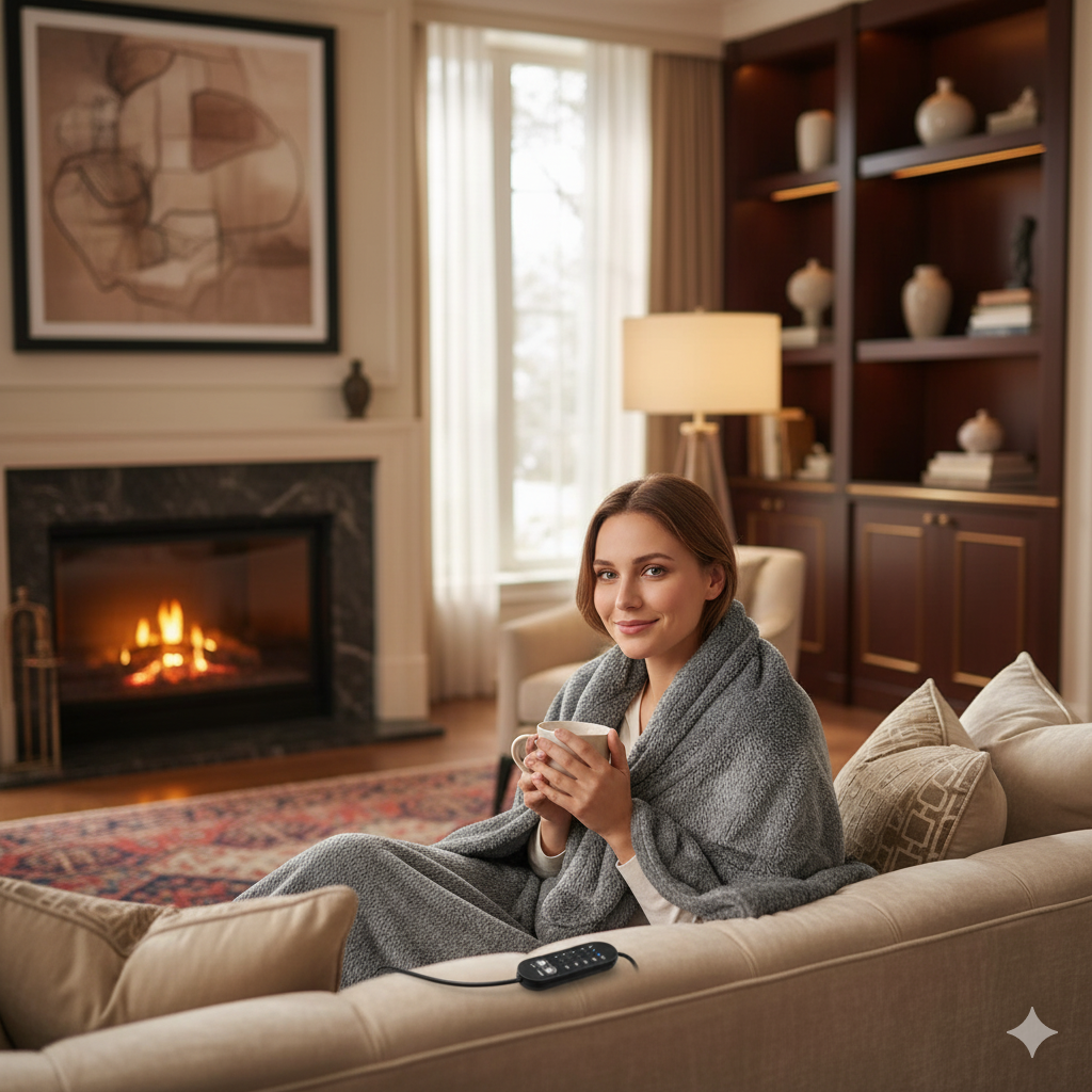 Heated Blanket Throw 59 in x 63 in, ETL Certified, 8-10 hour heat preservation