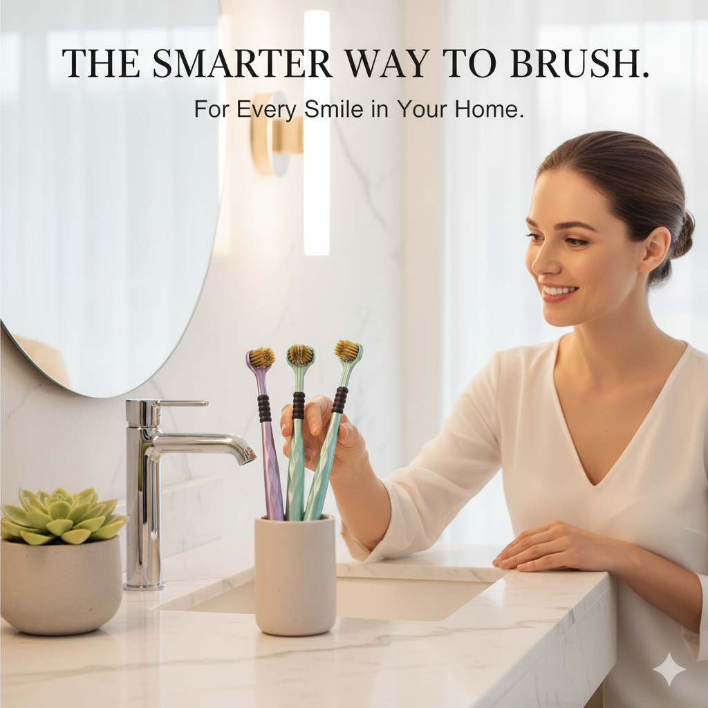 Three Sided Toothbrush 3 Sided Toothbrush For Adult Tri-Head Multi-Angle