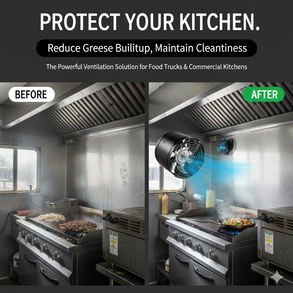 Exhaust Fan Portable Kitchen Ventilation Fan Wall Mount with Backdraft Damper