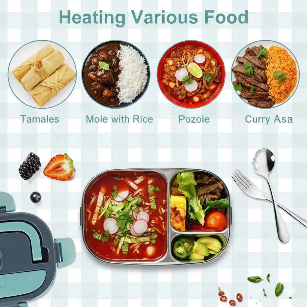 80W Electric Lunch Box Food Heated 12V 24V 110V Fast Food Warmer Heater for Car