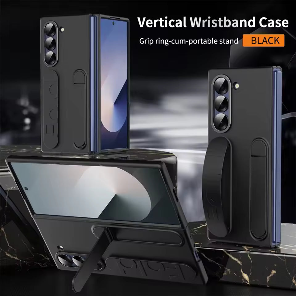 Premium Z Fold 7 Case with Hinge Protection, Kickstand & Wristband