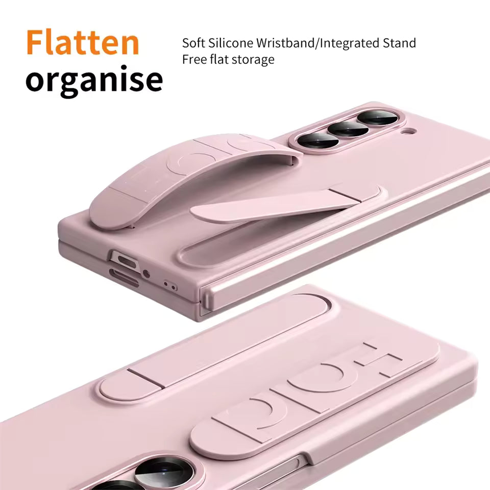 Premium Z Fold 7 Case with Hinge Protection, Kickstand & Wristband