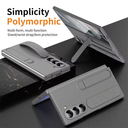 Premium Z Fold 7 Case with Hinge Protection, Kickstand & Wristband