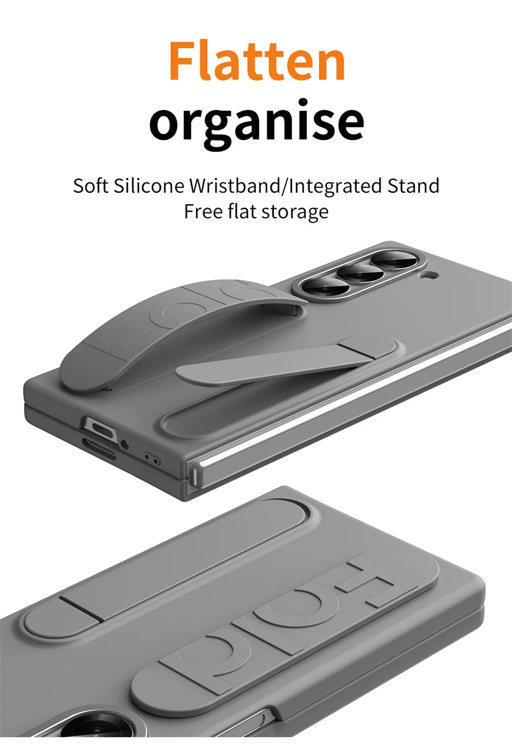 Premium Z Fold 7 Case with Hinge Protection, Kickstand & Wristband