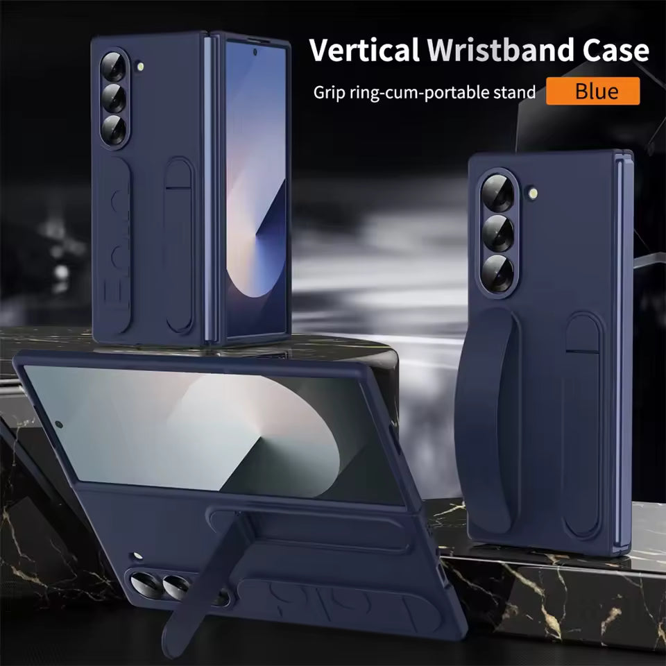 Premium Z Fold 7 Case with Hinge Protection, Kickstand & Wristband