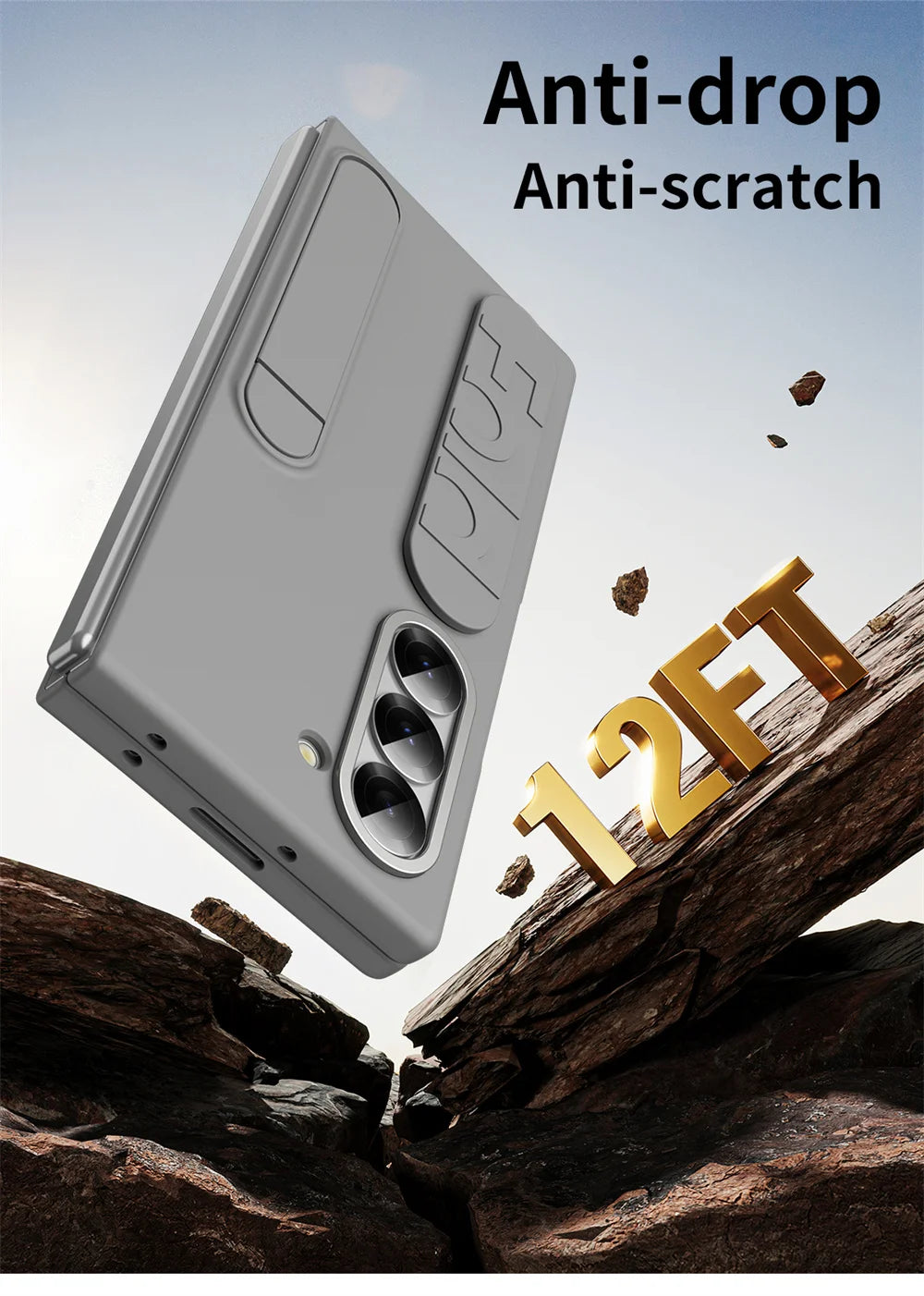 Premium Z Fold 7 Case with Hinge Protection, Kickstand & Wristband