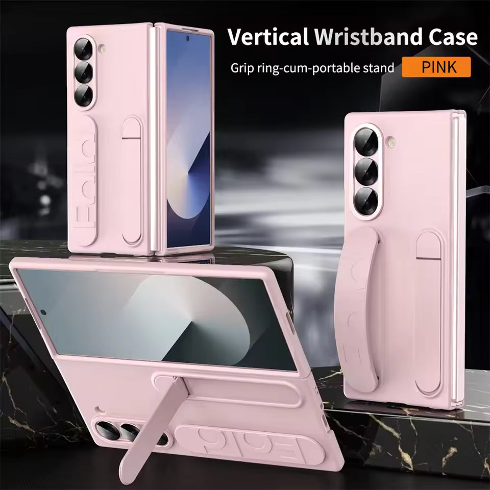 Premium Z Fold 7 Case with Hinge Protection, Kickstand & Wristband