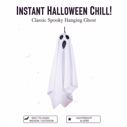 Halloween Hanging Light up Ghost with Spooky White LED Light, Halloween Hang