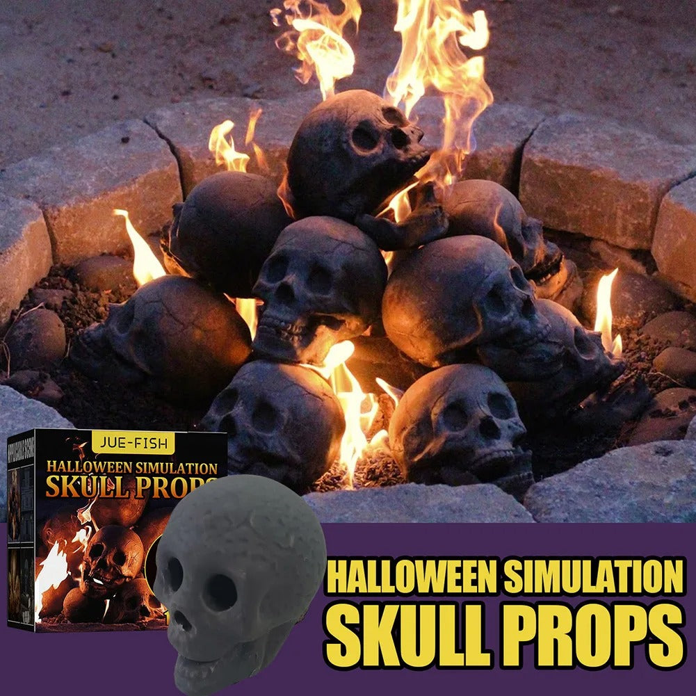 Ceramic Fire Pit Skull - Fireproof, Realistic Design Reusable Halloween Decor
