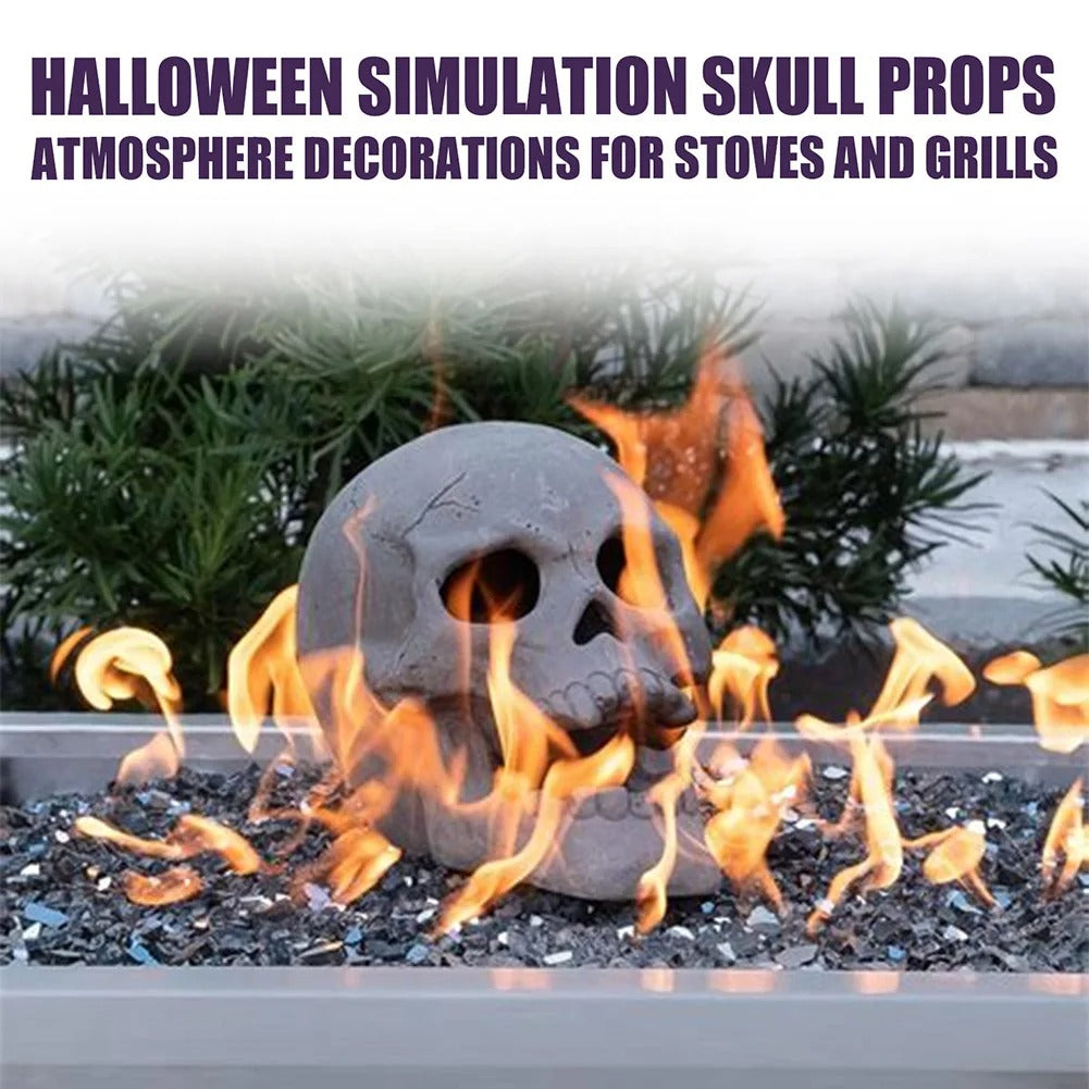 Ceramic Fire Pit Skull - Fireproof, Realistic Design Reusable Halloween Decor