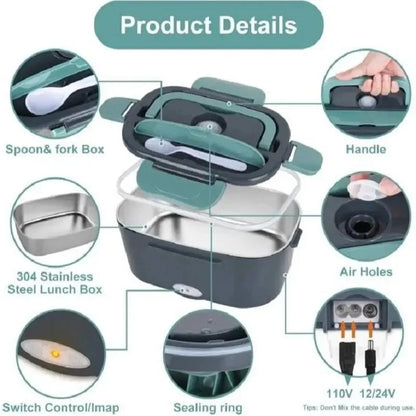80W Electric Lunch Box Food Heated 12V 24V 110V Fast Food Warmer Heater for Car