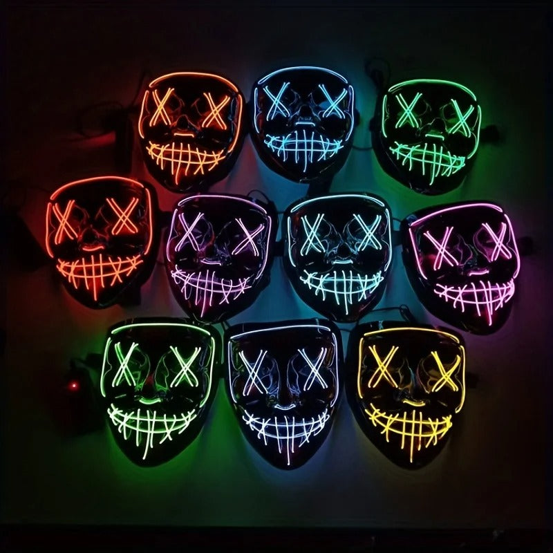 Costume Halloween Face Mask LED Light Up Cosplay Clubbing Party Purge