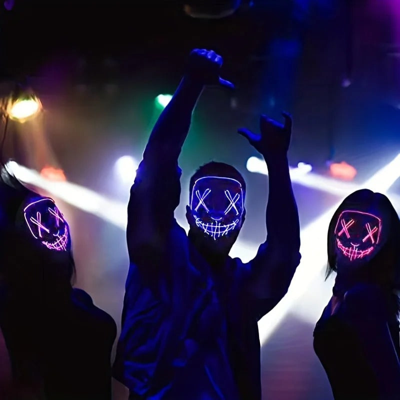 Costume Halloween Face Mask LED Light Up Cosplay Clubbing Party Purge