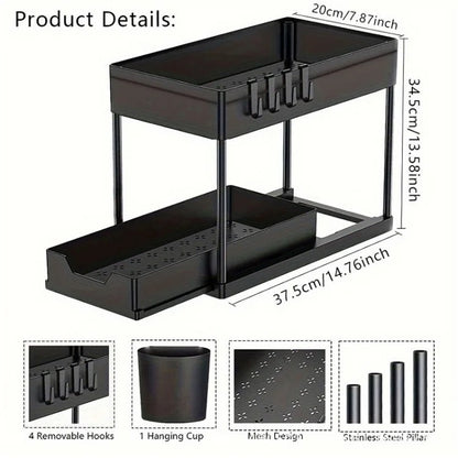 2 Tier Under Sink Organizers Storage Slide Out Kitchen Cabinet Bathroom Storage