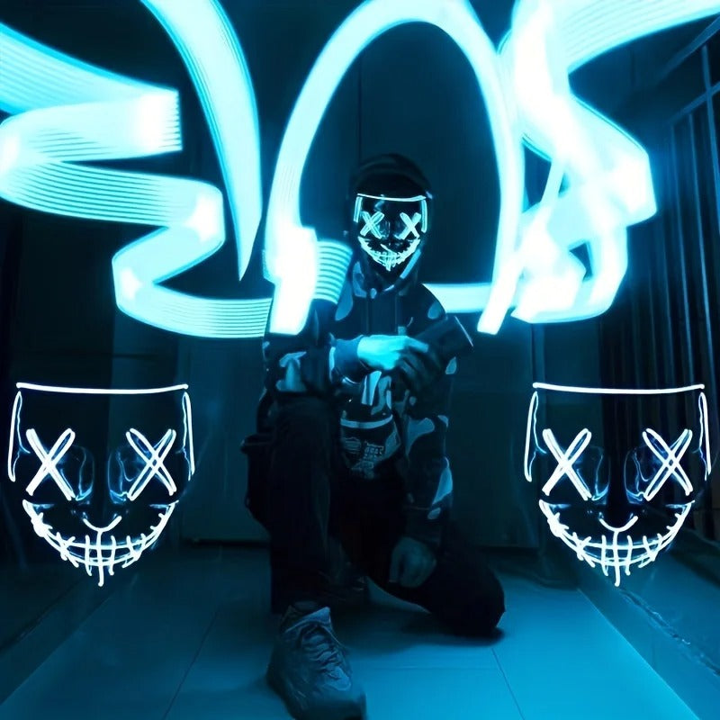 Costume Halloween Face Mask LED Light Up Cosplay Clubbing Party Purge