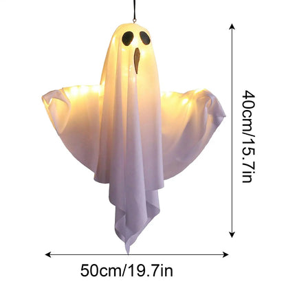 Halloween Hanging Light up Ghost with Spooky White LED Light, Halloween Hang