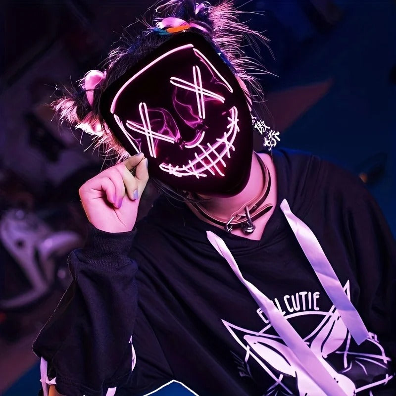 Costume Halloween Face Mask LED Light Up Cosplay Clubbing Party Purge