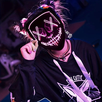 Costume Halloween Face Mask LED Light Up Cosplay Clubbing Party Purge